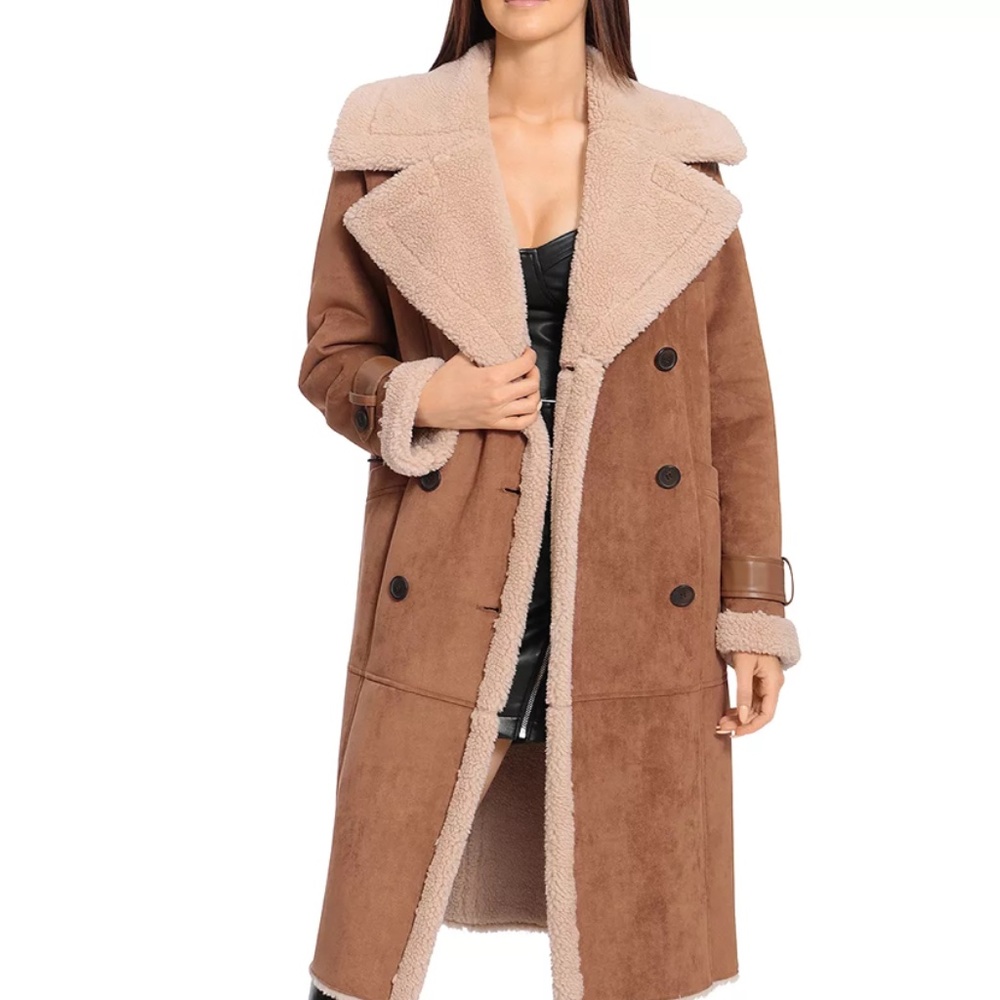 Avec Les Filles Faux Shearling Trench Coat - XS